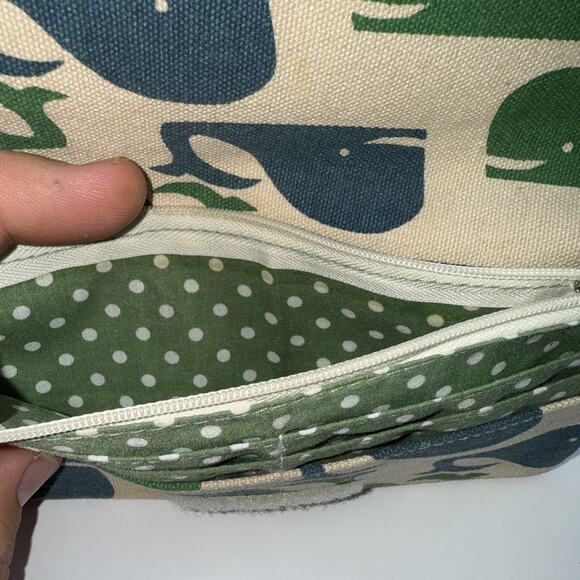 Bungalow 360 Women's Canvas Wristlet Navy Blue Green Whale Vegan Clutch Wallet - Picture 4 of 8